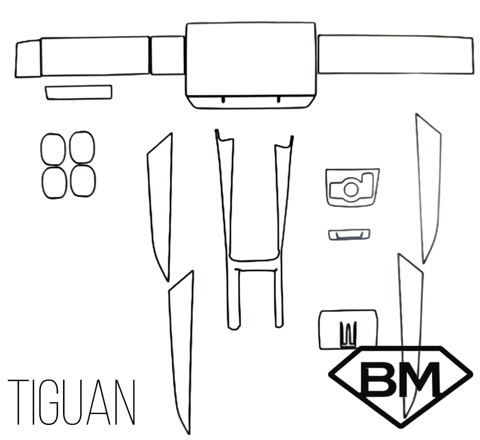 Set de interiores y pantallas PPF para Volkswagen Tiguan R-Line